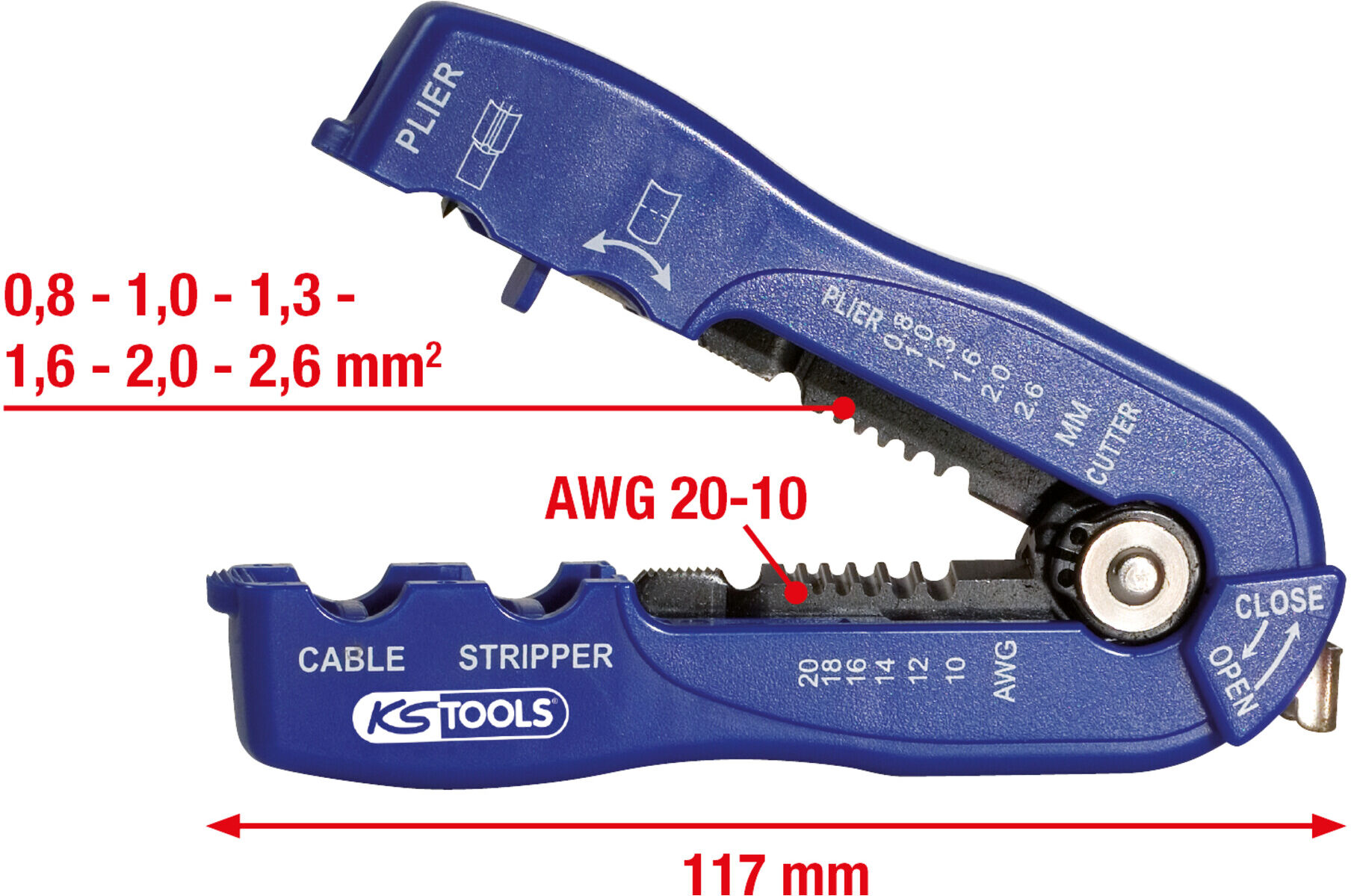 KS Tools Multifunktions-Abisolierwerkzeug, 0,8-2,6mm (115.1252)