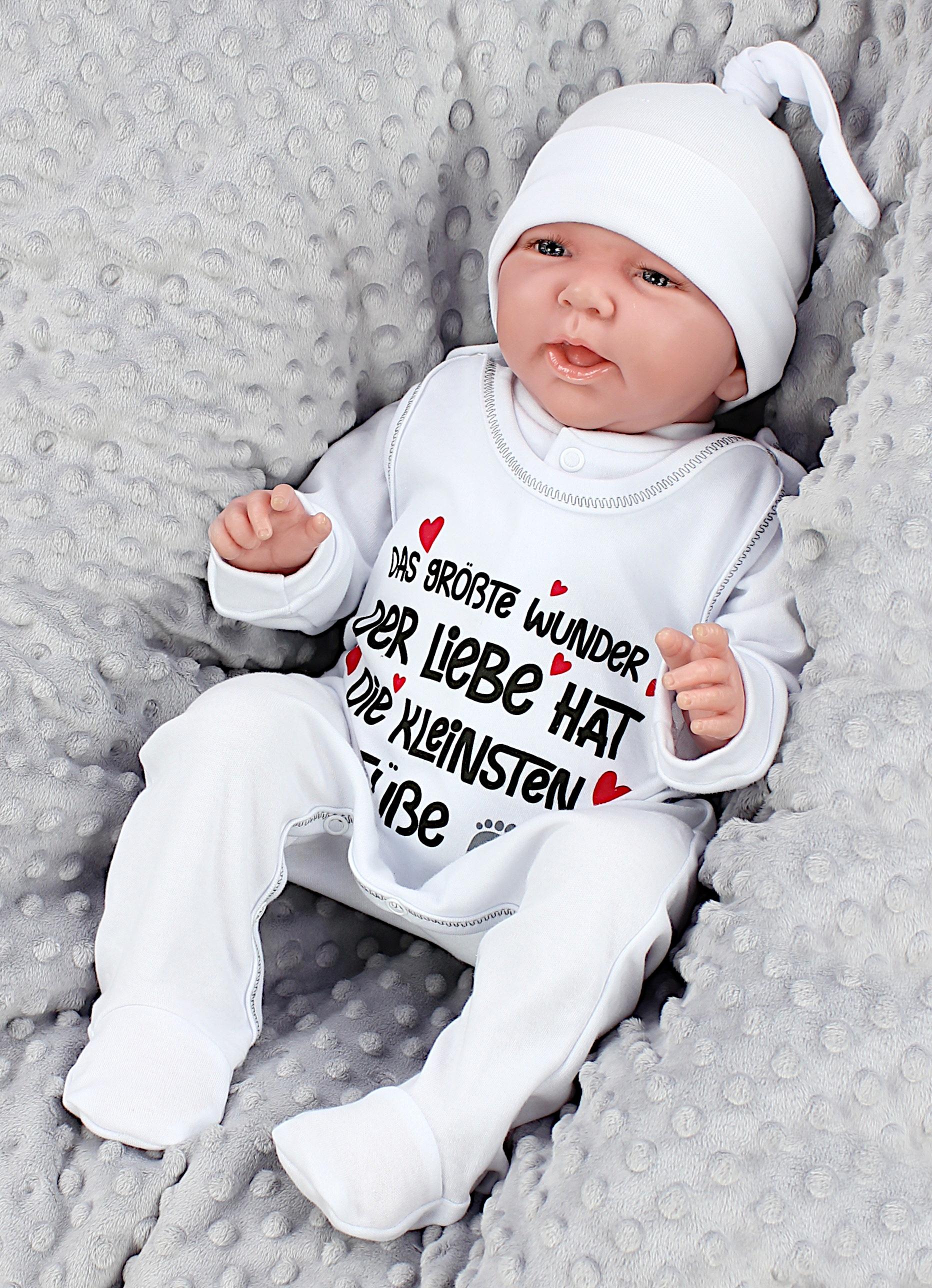Strampler TUPTAM "Strampler Baby Strampler Set mit Spruch", Mädchen, Gr. 62, N-Gr, weiß (das größte wunder der liebe, weiß), Obermaterial: 100% Baumwolle CO., Overalls