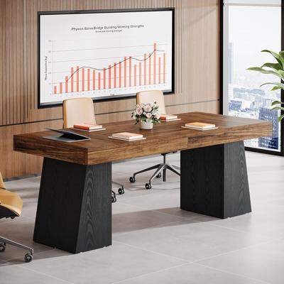 Bluebell "55.1"" W Conference Table, Modern Meeting Table with Trapezoidal Legs"