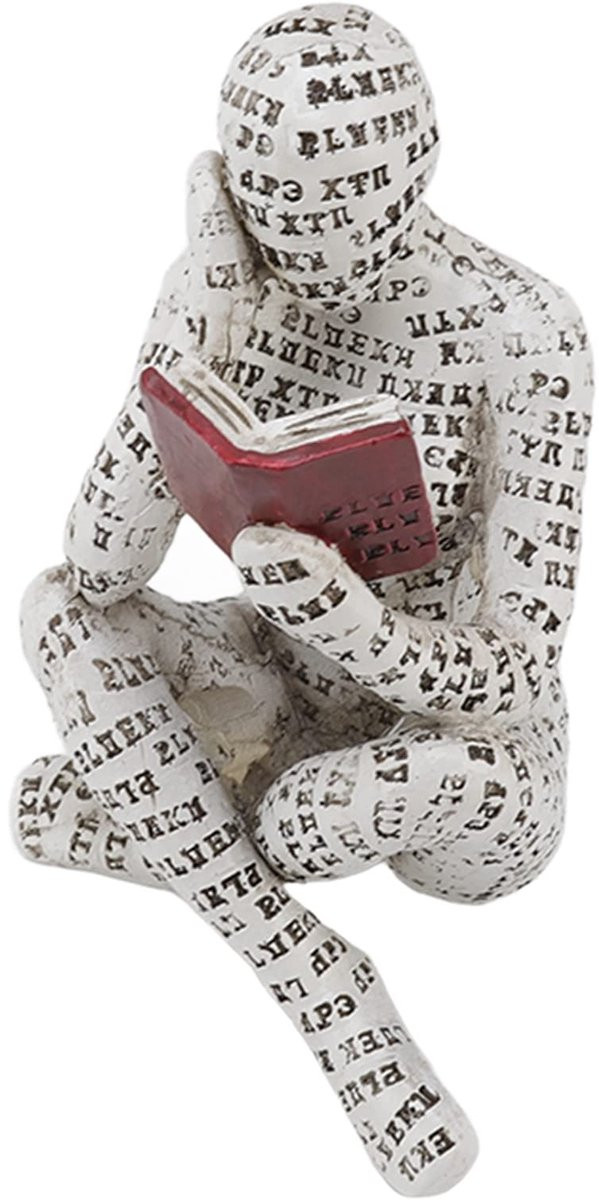 Dailygoods Lezend Vrouw Beeldje - Creatieve Hars Sculptuur - Moderne Abstracte Kunst voor Thuis en Kantoor