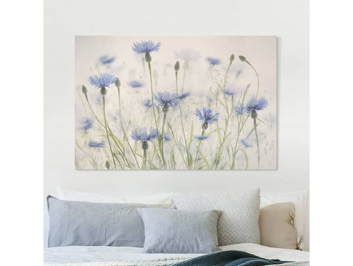 Impression sur toile Champ de bleuets Polyester Mauve 120 x 80cm