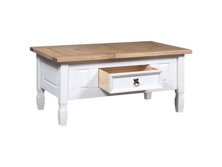 Akozon Table basse Pin mexicain Gamme Corona Blanc 100x55x45 cm - 7891450287270