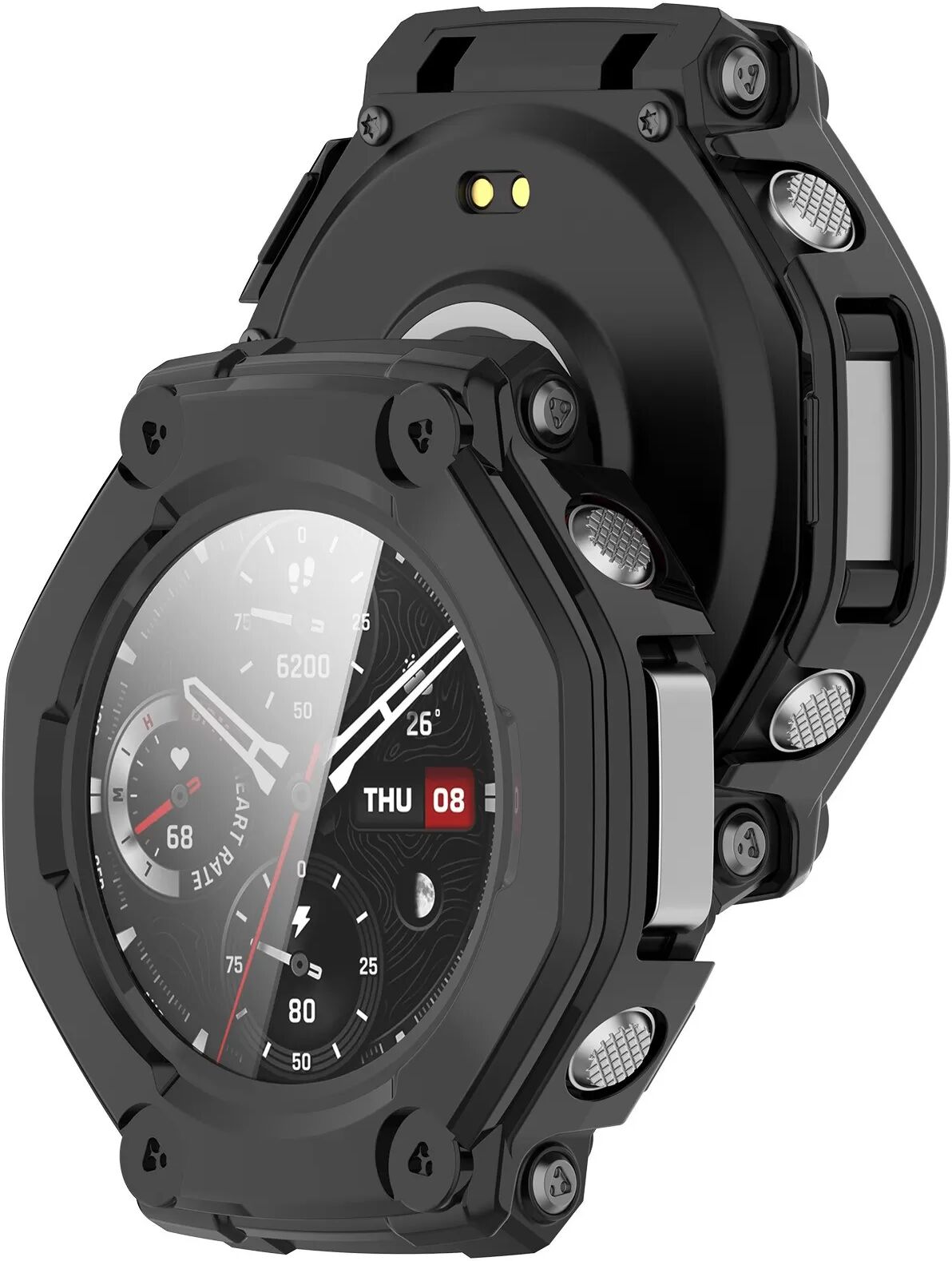 INF Integrierte Schutzhülle kompatibel mit Amazfit T-Rex 3 - Schwarz PC + Panzerglas