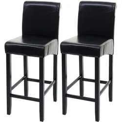 2er-Set Barhocker MCW-C33, Barstuhl Tresenhocker ~ schwarz, dunkle Beine, Leder