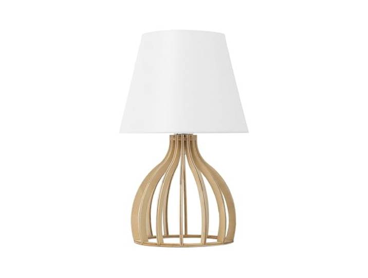 Beliani Originelle Tischleuchte Lampenfuß aus Holz weiß Agueda