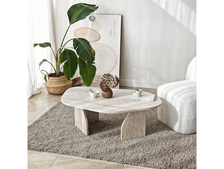 Skye Decor, Rock - Travertine, Couchtisch, 100 % Melaminbeschichtete Spanplatten, Travertin, 105 x 65 x 35 cm