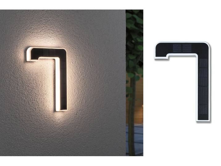 LED Außen-Wandleuchte PAULMANN Solar Hausnummer , schwarz, B:16cm H:23cm T:3cm, Leuchten, LED Außen-Wandleuchte, LED-Modul, Hausnummern, Buchstaben wählbar, Akku wechselbar