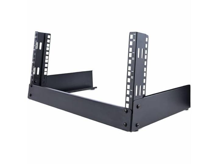 StarTech.com 2-Post 4U Desktop Server Rack, Klein Open Frame 19 Computer Rack, Compact Netwerk Rack voor AV/Studio/Data/IT Apparatuur, Vrijstaand 2-Post Home/Office Rack (RK4OD)