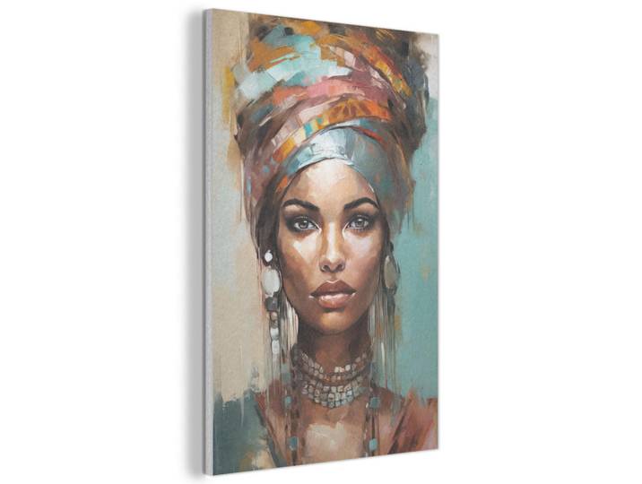 MuchoWow Akustikbild - Frau - Kunst - Schmuck - Porträt - 60x90, Blaugrau, Kunststoff, Rechteckig, 60x90x0.9 cm, Wandverkleidung, Akustikpaneele