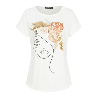 T-Shirt CLOUD 5IVE "CLOUD 5IVE", Damen, Gr. S, weiß, 95% Viskose, 5% Elasthan, bedruckt, normal, Rundhals, Shirts T-Shirt
