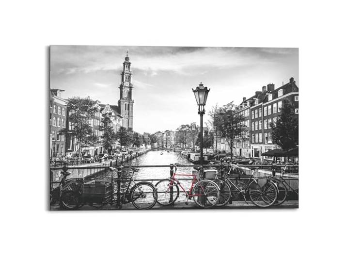 REINDERS Wandbild, Die Grachten von Amsterdam, Wohnzimmer, Bilder, Wanddeko, Room Decor, MDF, Schwarz-Weiß, 60 x 90