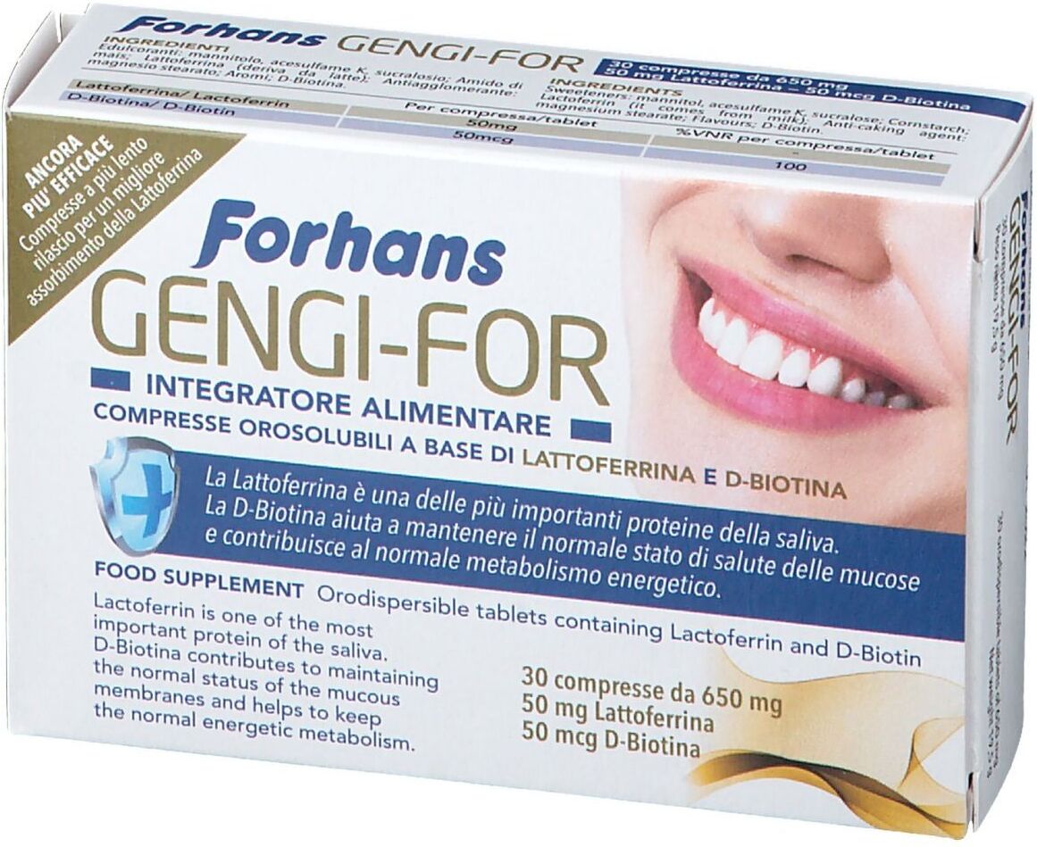 URAGME Srl Forhans GengiFor - Integratore Alimentare a base di Lattoferrina - 30Compresse