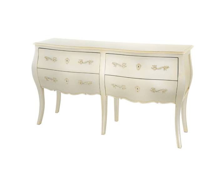 Commode double argentée l140 cm murano beige en bois de