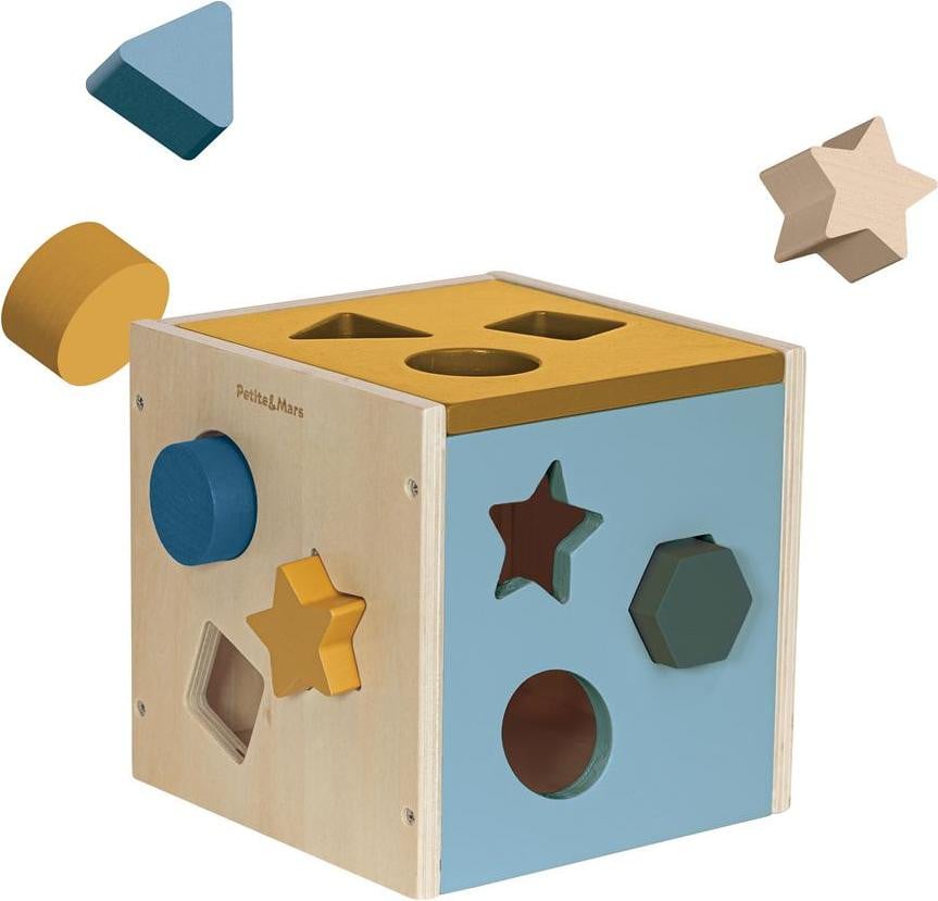 Petite&Mars Gravity Wood of Mars houten sorteerspeelgoed, blauw, geschikt voor kinderen vanaf 12 maanden