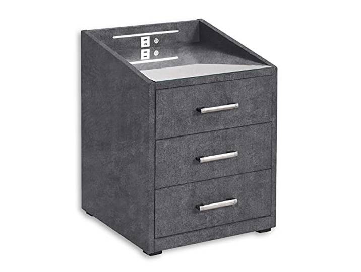 Stella Trading MOON Nachttisch Boxspringbett, Salvador Anthrazit - Funktionaler Nachtschrank mit USB-Anschluss und LED-Beleuchtung - 47 x 61 x 46 cm (B/H/T)