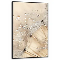 LEINWAND Bilder mit Rahmen - Löwenzahn - Abstrakt - Natur - Beige - 90x140