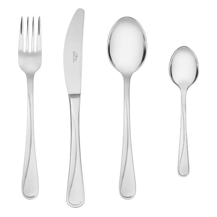 Gerlach Besteck-Set Glänzend Mango, Edelstahl, Silber, 30 x 27 x 5 cm, 24-Einheiten (24 Stk., Besteck Set) (GERNK04G-24P)