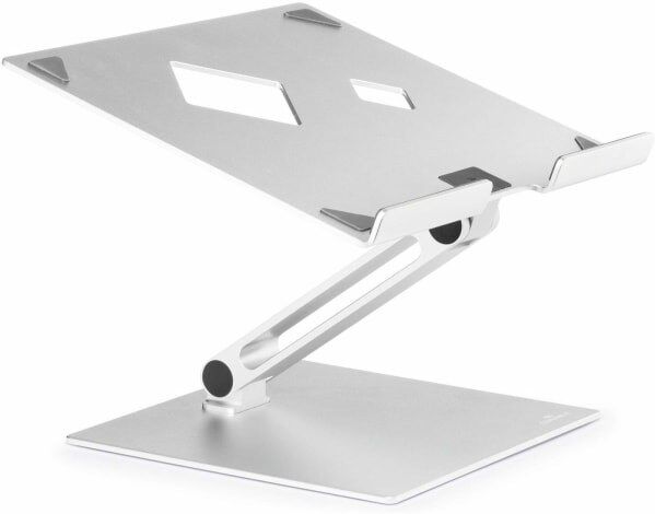 DURABLE RISE Laptop Stand, Up to 17" Screen Support, 12.60"H x 9.06"W x 11.02"D, Desktop, Tabletop, Aluminum, Silver