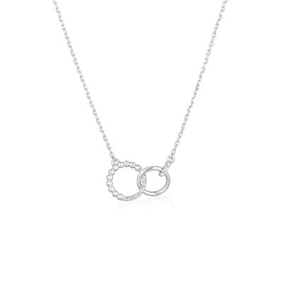 Silberkette ELLI "Halskette Ringe Infinity Kristalle Silberfarben für Damen" Gr. 42, silber, Halsketten, Damen, mit Stein, Messing, Silberkette