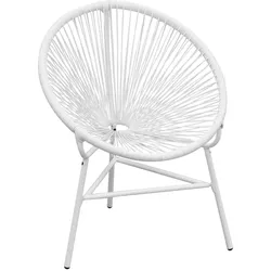 vidaXL Garten-Mondstuhl Poly Rattan Weiß