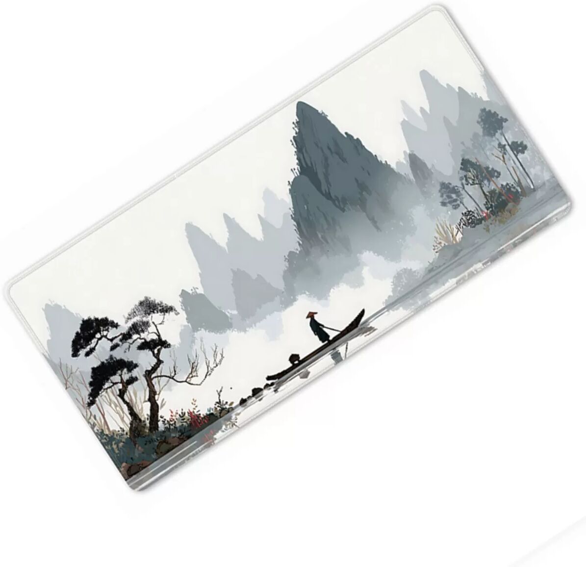 INF Chinesisches Stil Mauspad – Groß 30cm x 60cm x 0.3cm, Stoffoberfläche, Gummibasis, Genähte Kante, Rutschfest, Waschbar