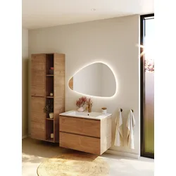 RIHO Spring Dew Badmöbel-Set, Waschtisch und Waschtischunterschrank, 2 Auszüge, 80x46x56cm, F001517D06, Farbe: Caramel Oak Holzdekor