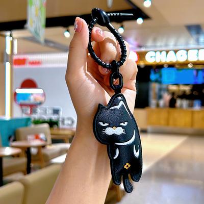 Discount Dollar Deals Cartoon Cat Leather Keychain Cute Bag Accessory For Girls, Perfect Gift black 6