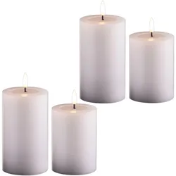 Novaliv, LED Kerzen, 4er Set Led Kerzen flackernde Flamme mit Echtwachspiegel weiss 7,5cm ø 2x 12, 5cm, 2x10 cm Höhe, LED (4x)