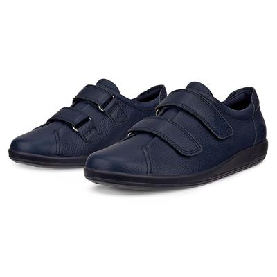 Klettschuh ECCO "SOFT 2.0", Damen, Gr. 35, Textil, blau (marine), Leder, Schuhe Klettschuh, Halbschuh, Freizeitschuh mit Klettverschlüssen