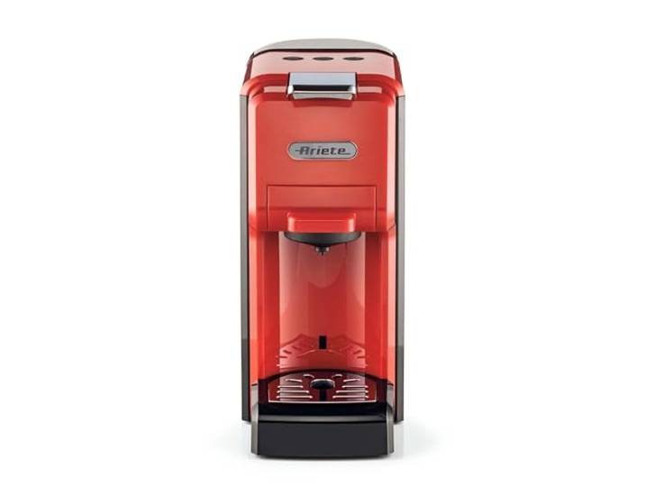 Ariete, 4-in-1 Espresso Kaffeemaschine 1304/1 mit Kaffeepads, Pulver und Kaffeekapseln, Kompatibel mit Nespresso und Dolcegusto Kapseln, 1350 W, 0,7 l Wassertank, 19 Bar Druck, Kompaktes Design, Rot
