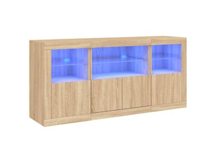 vidaXL Sideboard mit LED-Leuchten Sonoma-Eiche 142,5x37x67 cm
