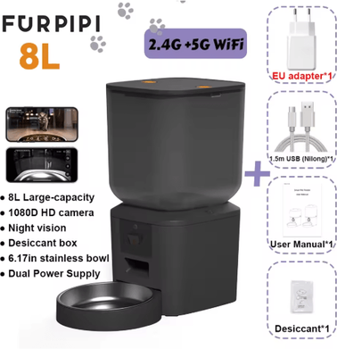 Inspire Picks Furpipi Smart Automatic Pet Feeder With 1080P HD Camera & App Control 5g 1080p Bowl X1 B food grade Abs