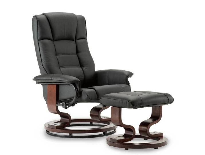 M MCombo Fauteuil relax avec pouf 9019- Fauteuil TV pivotant à 360°-simili cuir -noir