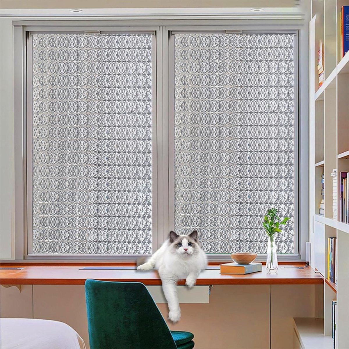 Statische Raamfolie 3D Diamant - Privacyfolie met Spiegeleffect - 70 x 90 cm