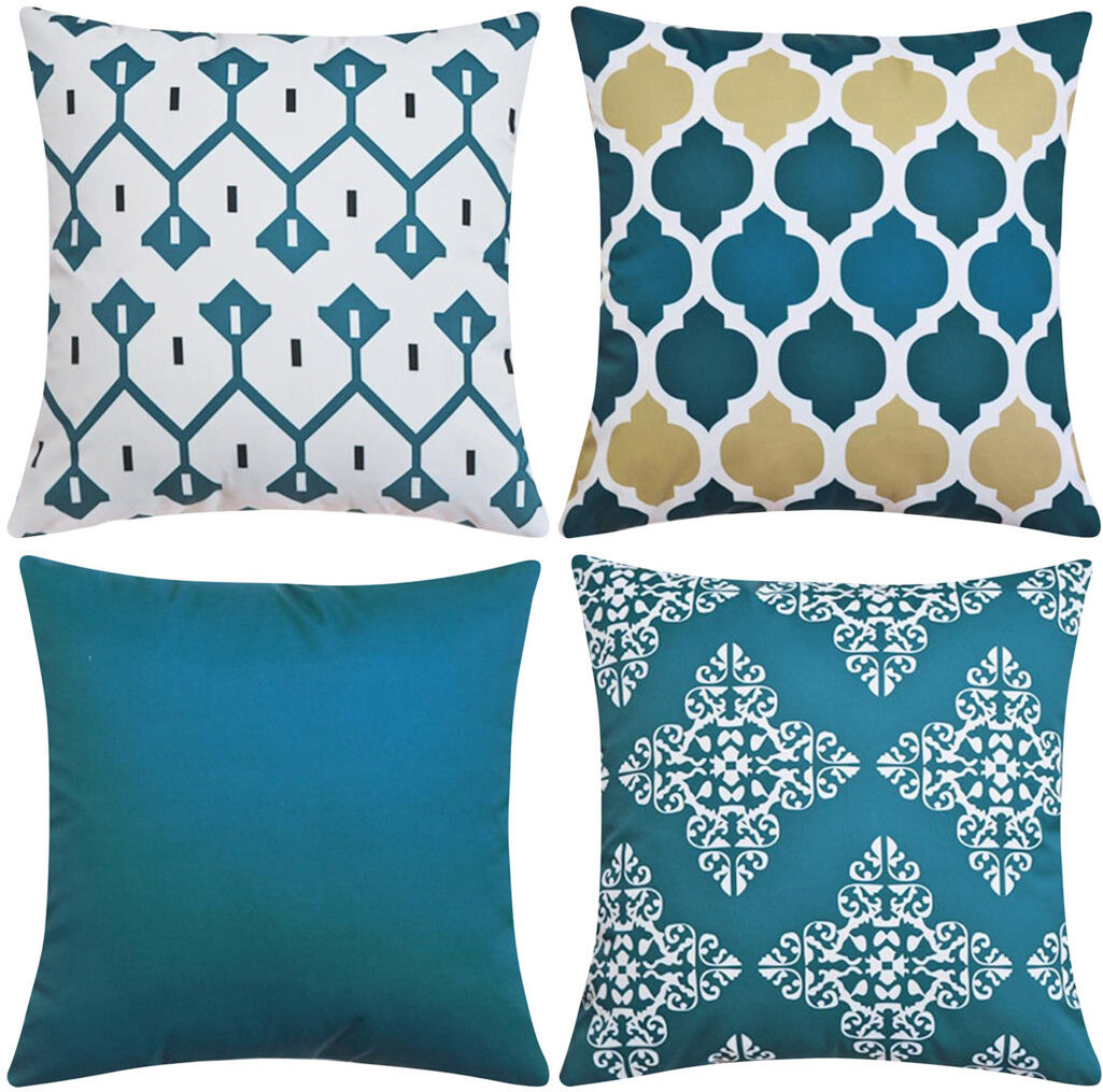 Brayden Studio Batina Indoor / Outdoor Geometric Square Cushion Cover Teal