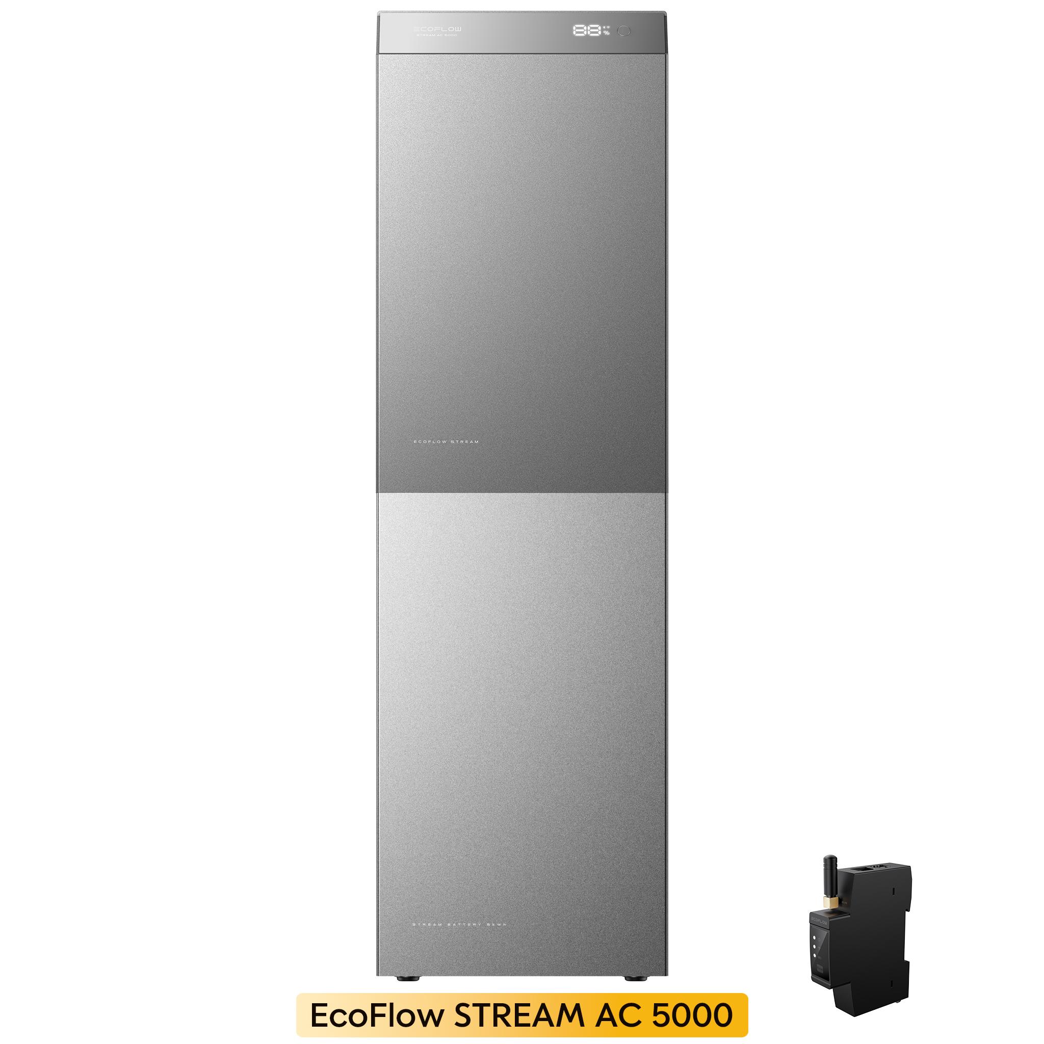 Powerness Balkonkraftwerk mit Speicher 10048Wh, EcoFlow Stream AC 5000 5024Wh Speicher mit Stream EB 5000 Zusatzbatterie +SMART METER