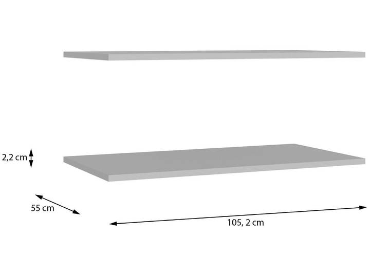 Einlegeboden FORTE Bohol , grau, B:105,2cm H:2,2cm T:55cm, Holzwerkstoff, Einlegeböden, Einlegeboden, 2er Set Einlegeböden, B/H/T 1052/2,2/55 cm