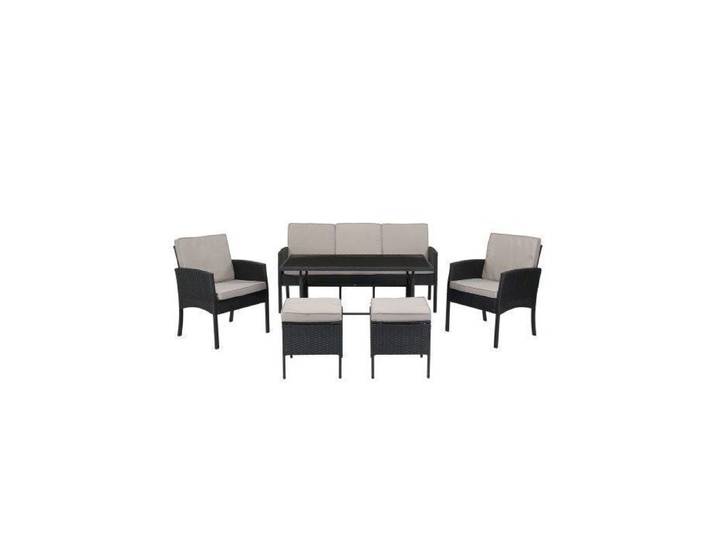 ALIGHTUP - Salon de jardin en résine tressée de 7 places avec table basse canapé 3 places + 2 canapés simples + 2 tabouret