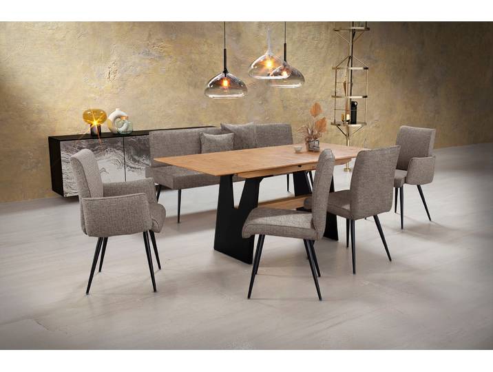Essgruppe K+W KOMFORT & WOHNEN Giacomo I , braun, H:87cm T:62cm, Sitzmöbel-Sets, Essgruppe, 2 Stühle und 2 Armlehnenstühle, Polsterbankbreite 200cm oder 177cm