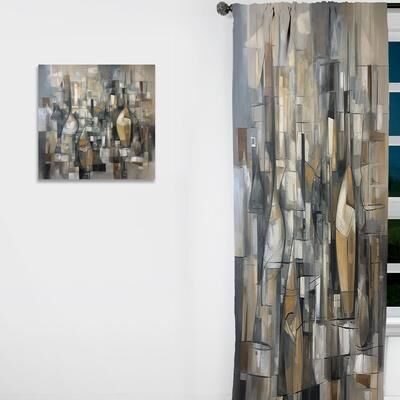 DESIGN ART "Designart ""Mid Century Chromatics I"" Abstract Midcentury Curtain - Blackout Abstract Curtain - 1 Panel"