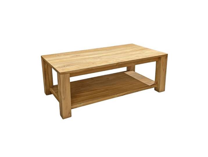 Table basse rectangulaire 110 cm 2 plateaux bois teck – APHRODITE Meubletmoi
