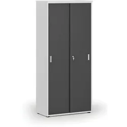 Schrank mit Schiebetür PRIMO WHITE, 800 x 420 x 1781 mm, weiß/Graphit