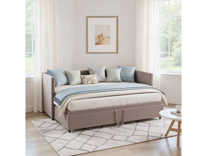 Canapé lit Convertible 90/180x200 cm Canape Lit Rembourré 2 Places avec sommier à Lattes Canapé-lit gigogne Extensible Velours Gris