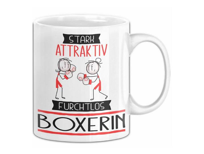 Trendation Tasse Boxerin Tasse Geschenk Becher Stark Attraktiv Furchtlos Boxerin Lust