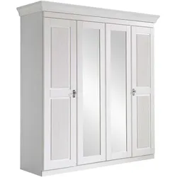 Schlafzimmerschrank weiß Drehtürenschrank mit Spiegeln und Drehtüren