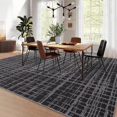 Garvee Washable Modern Geometric Crosshatch Lattice Area Rug