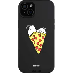 Nivocase Handyhülle für Apple iPhone 15 Plus Hülle NIVOpure Case Schwarz Pizza Peanuts Snoopy (Apple iPhone 15 Plus), Smartphone Hülle, Schwarz