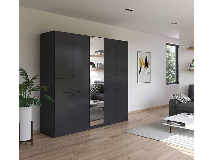 Armoire Ticao avec Miroir et Softclose 226cm Gris/Gris métallisé