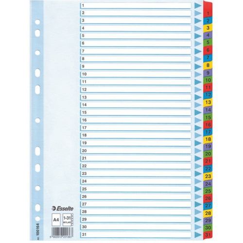 Esselte Ordnerregister DIN A4 Vollformat 1-31 farbig 31-teilig, 1 Satz