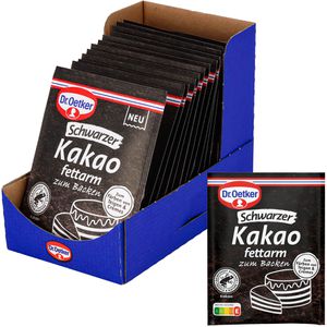 Dr.Oetker Kakao Schwarz Kakao zum Backen, fettarm, Pulver, 90% Kakaogehalt, 16 Portionsbeutel